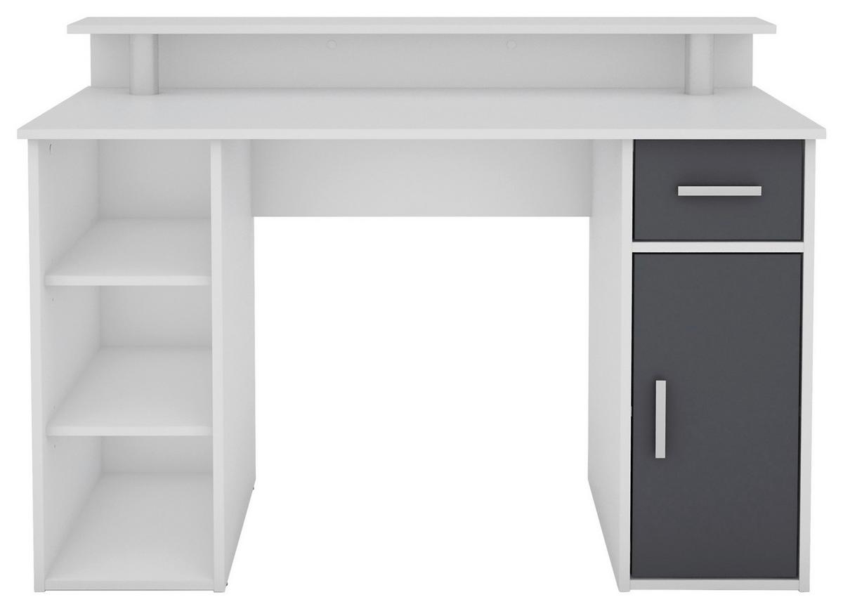 Schreibtisch Diego Anthrazit/Weiß - Anthrazit/Silberfarben, LIFESTYLE, Holzwerkstoff/Kunststoff (120/55/88cm) - MID.YOU