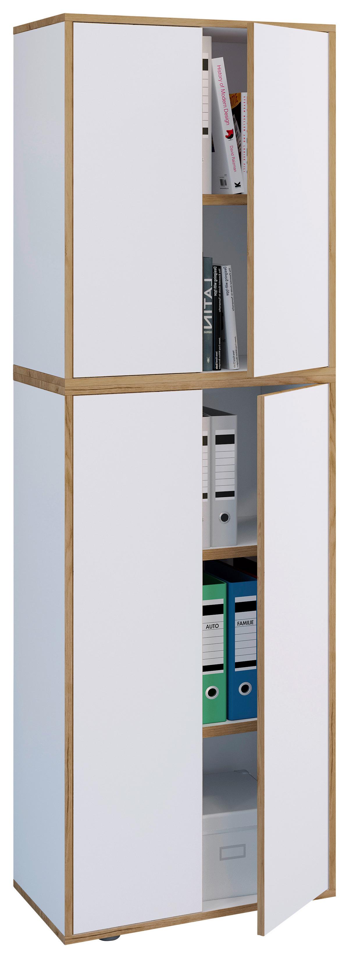 AKTENSCHRANK SALIA B60 - Honigeiche/Weiss, Design, Holzwerkstoff (60/183/33cm) - MID.YOU