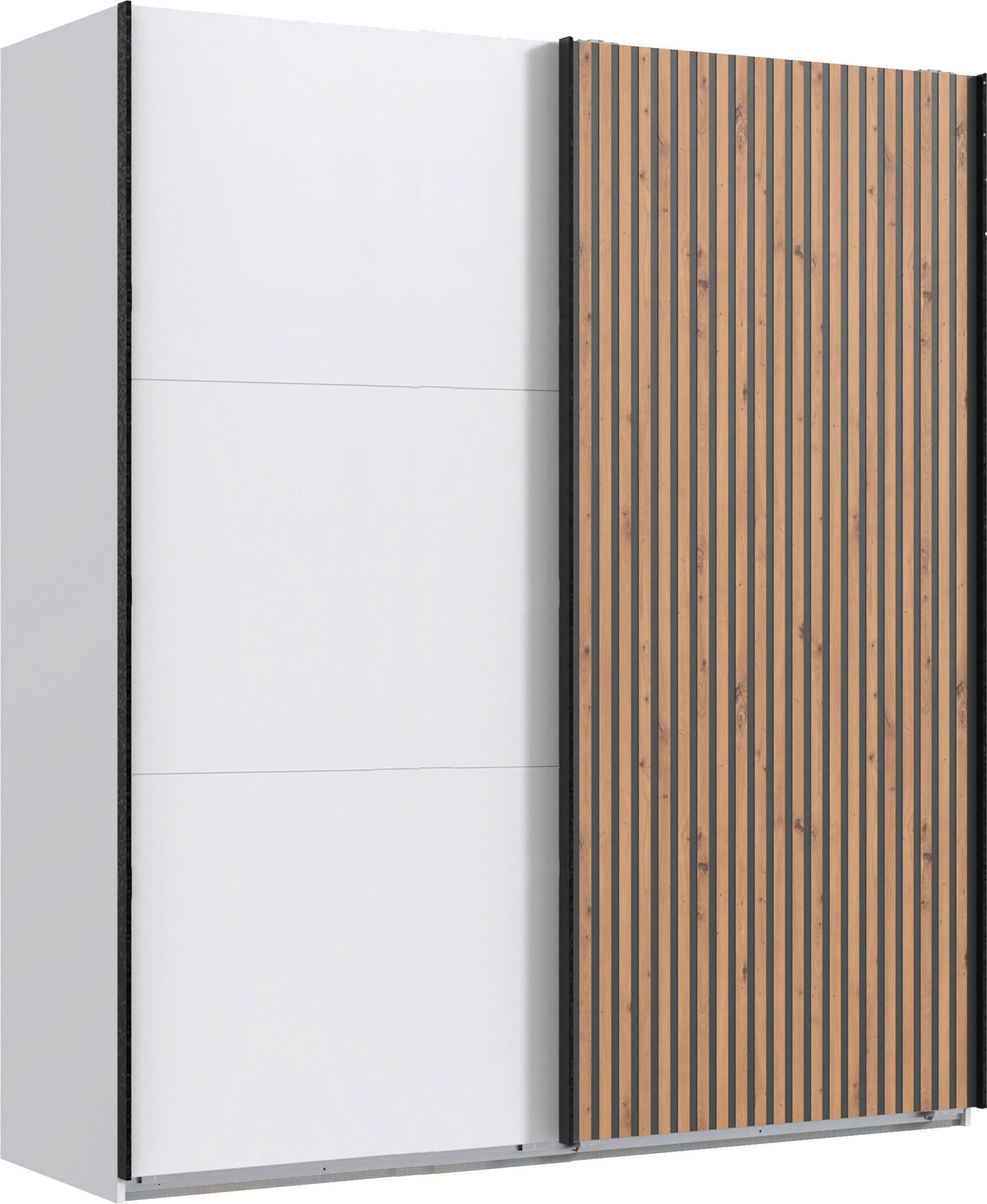 Schwebetürenschrank Andorra Eichefarben ca. 200x218x65cm - Eichefarben/Graphitfarben, KONVENTIONELL, Holzwerkstoff/Metall (200/218/65cm) - Premium Living