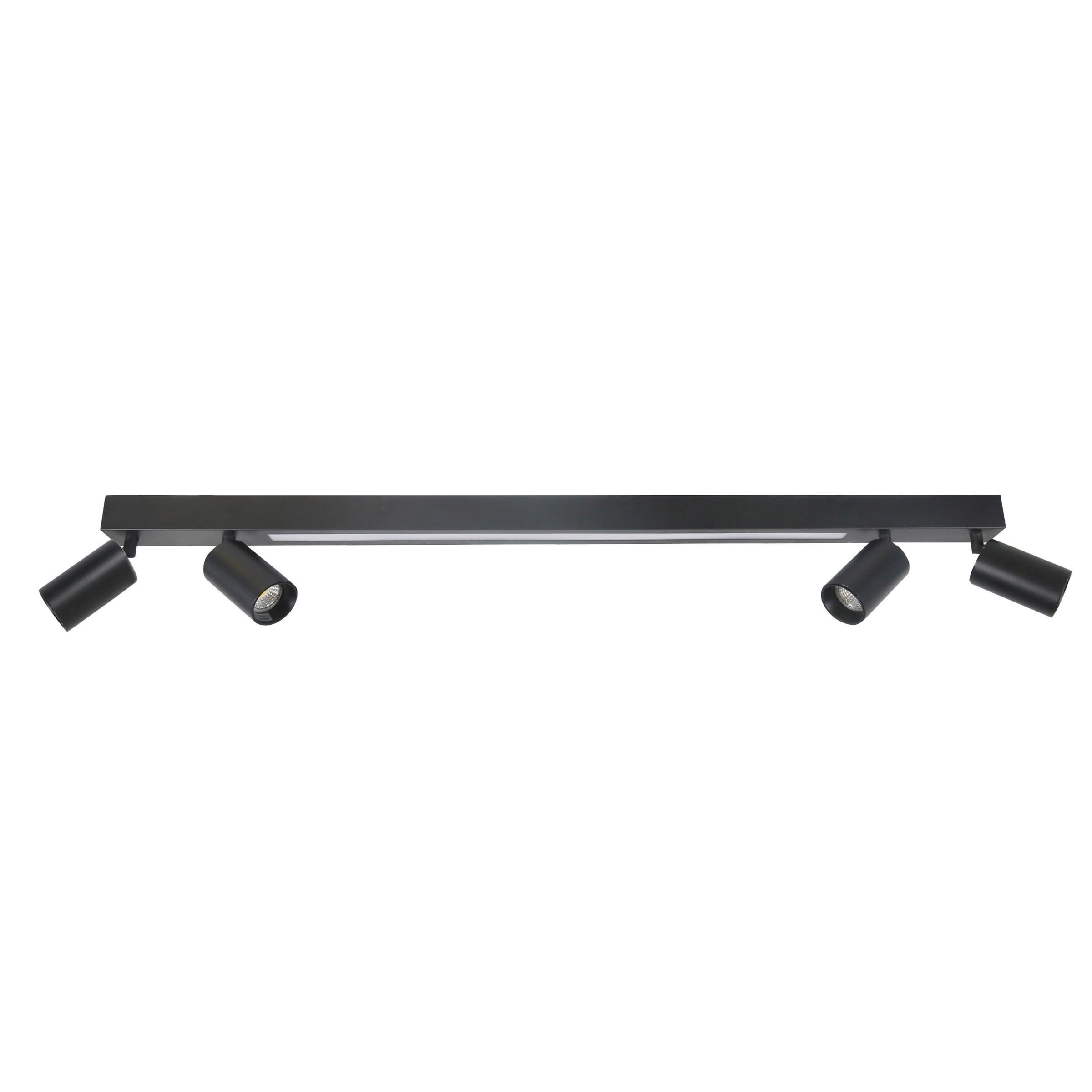 Led-deckenstrahler Lp-703/4c Perugia 4 - Schwarz, Konventionell, Metall (14.5/100/5.5cm)