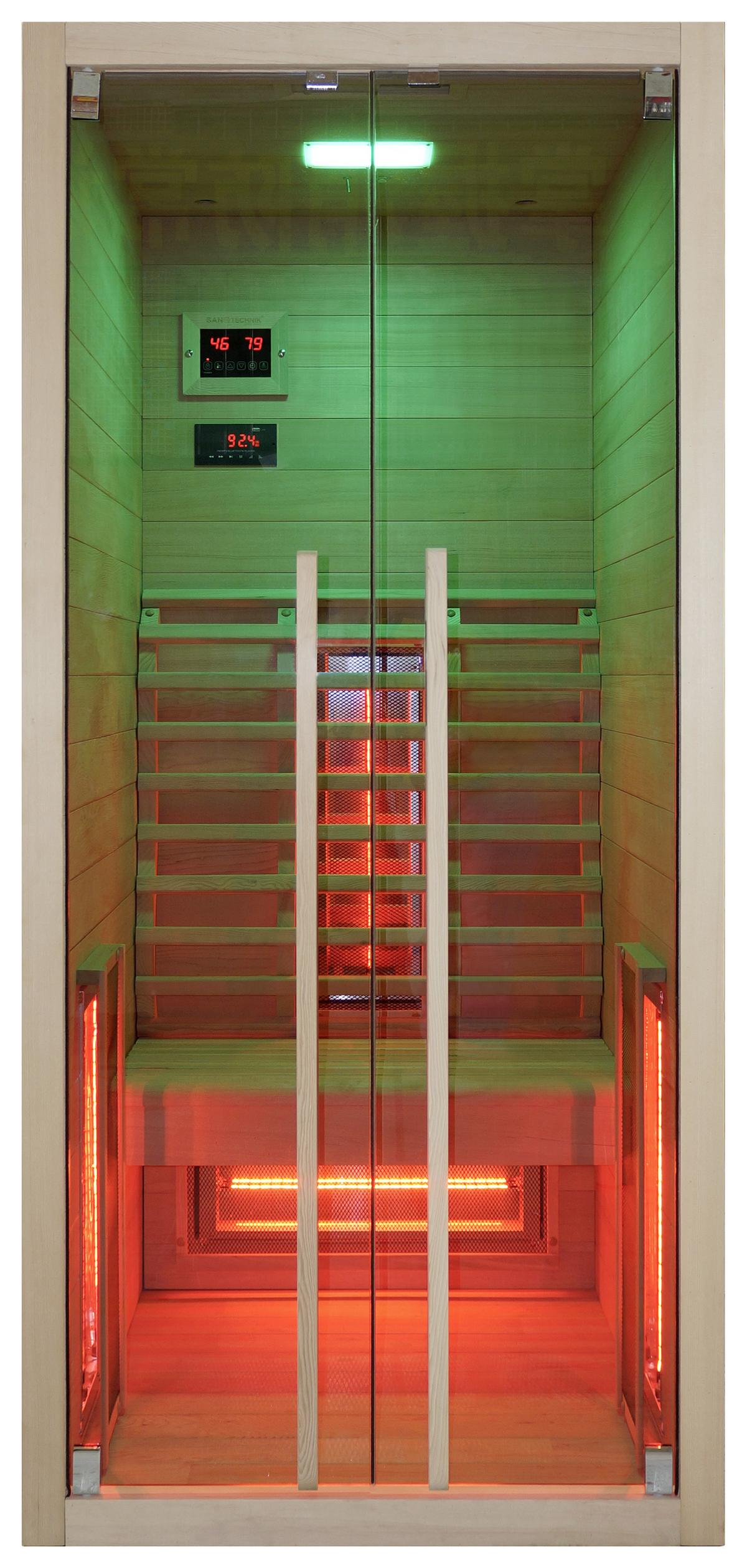 Infrarotkabine Ruby ca. 90,5x195x100cm - Naturfarben, Basics, Holz (90,5/195/100cm) - Sanotechnik