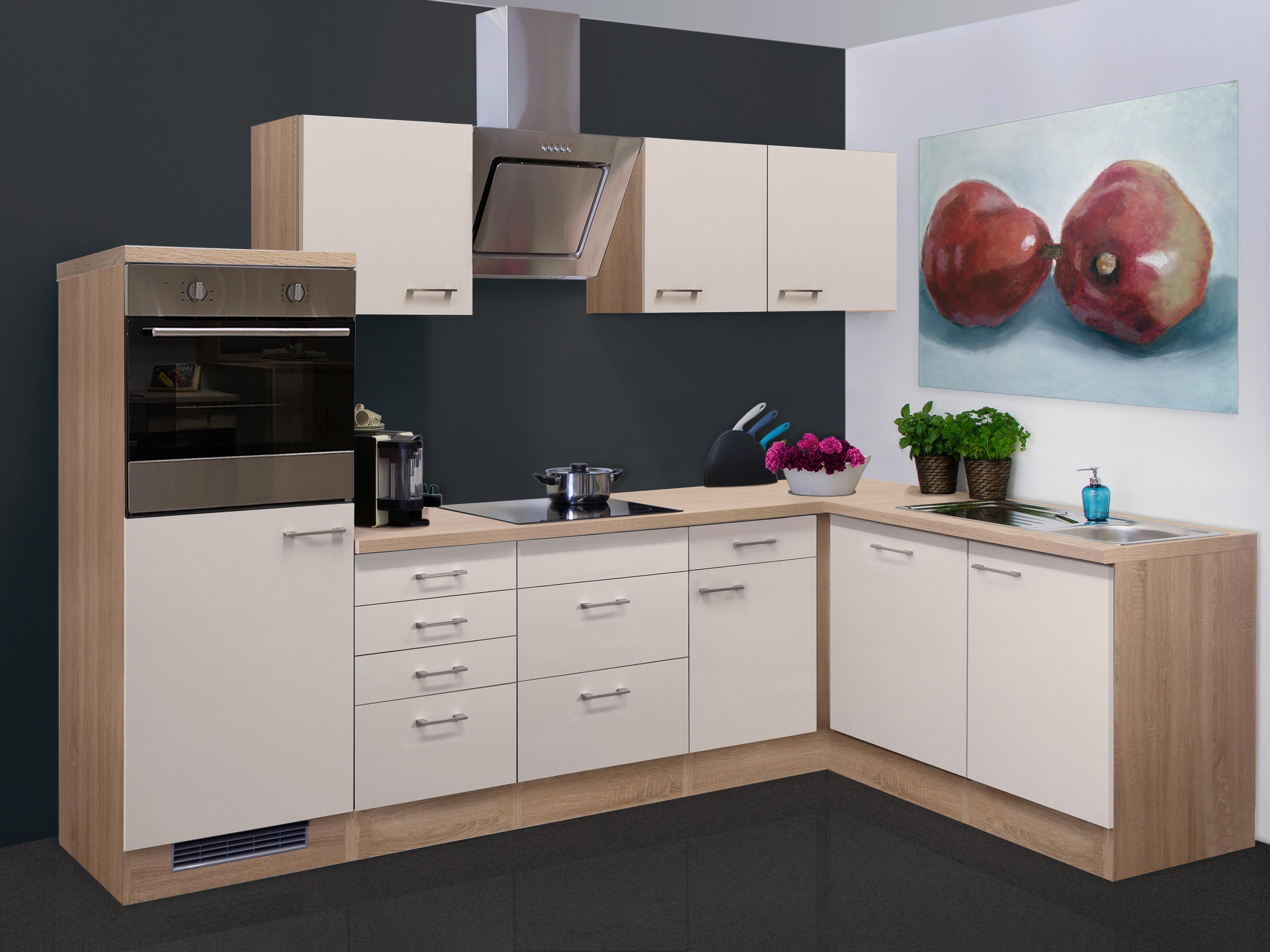 Eckküche Nepal ca. 280x170cm Kaschmir/Sonoma Eiche - Kaschmir/Edelstahlfarben, MODERN, Holzwerkstoff/Metall (280/170cm) - FlexWell