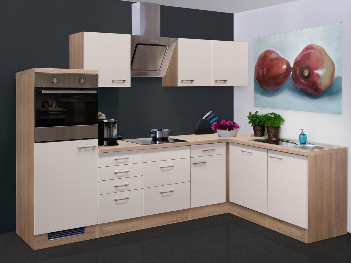 Eckküche Nepal ca. 280x170cm Kaschmir/Sonoma Eiche - Kaschmir/Edelstahlfarben, MODERN, Holzwerkstoff/Metall (280/170cm) - FlexWell