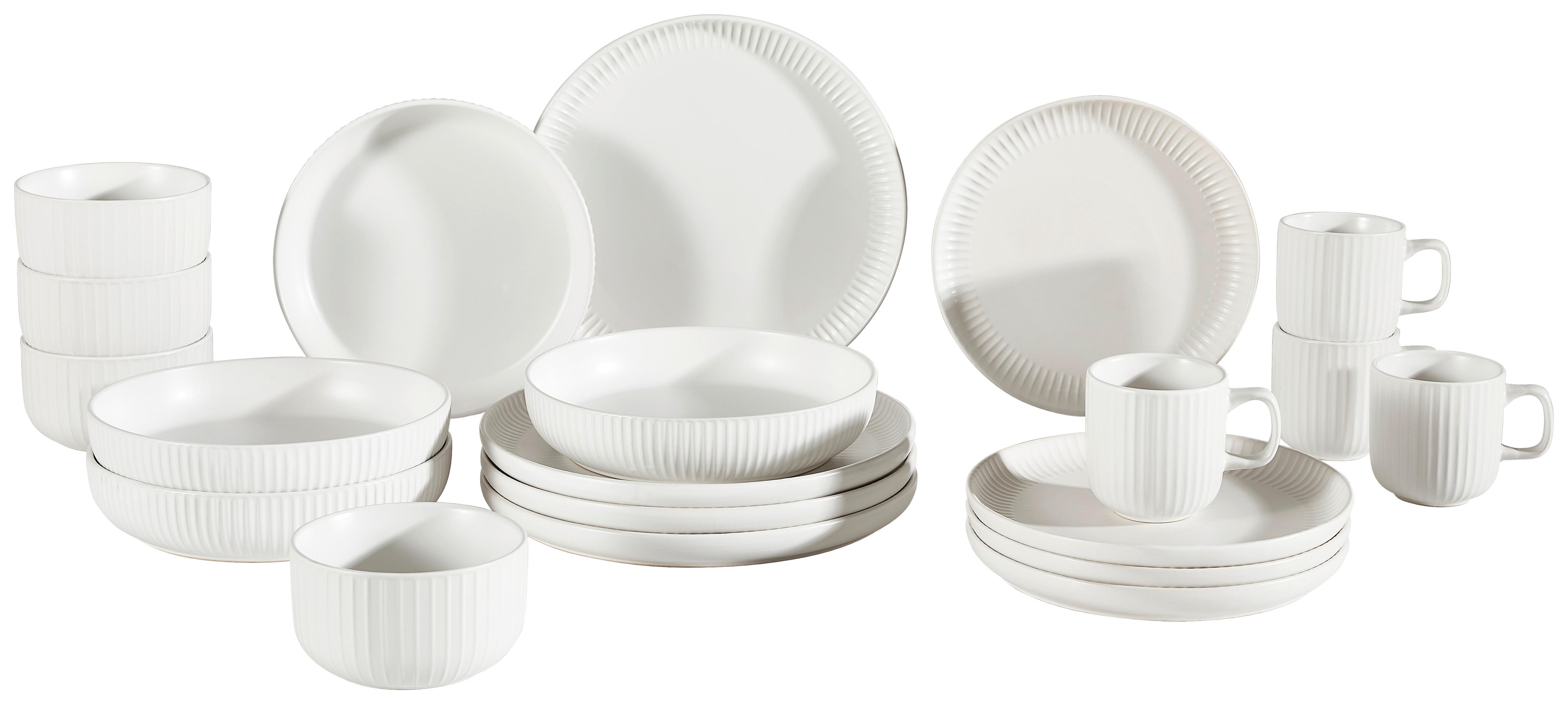 SERWIS OBIADOWO-ŚNIADANIOWY TIMELESS - biały, Trend, ceramika - Novel