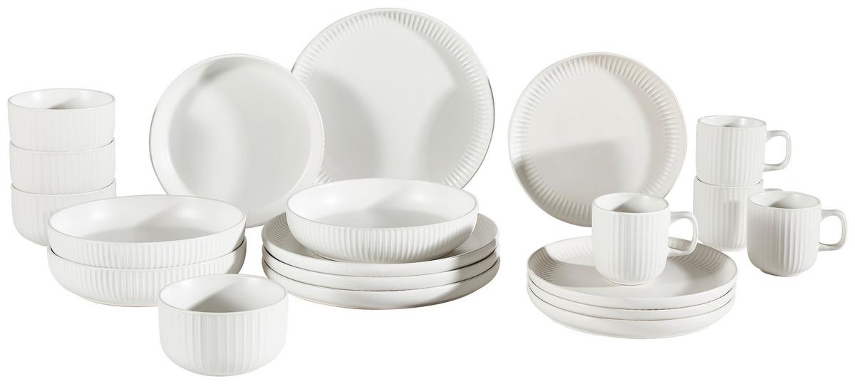 SERWIS OBIADOWO-ŚNIADANIOWY TIMELESS - biały, Trend, ceramika - Novel