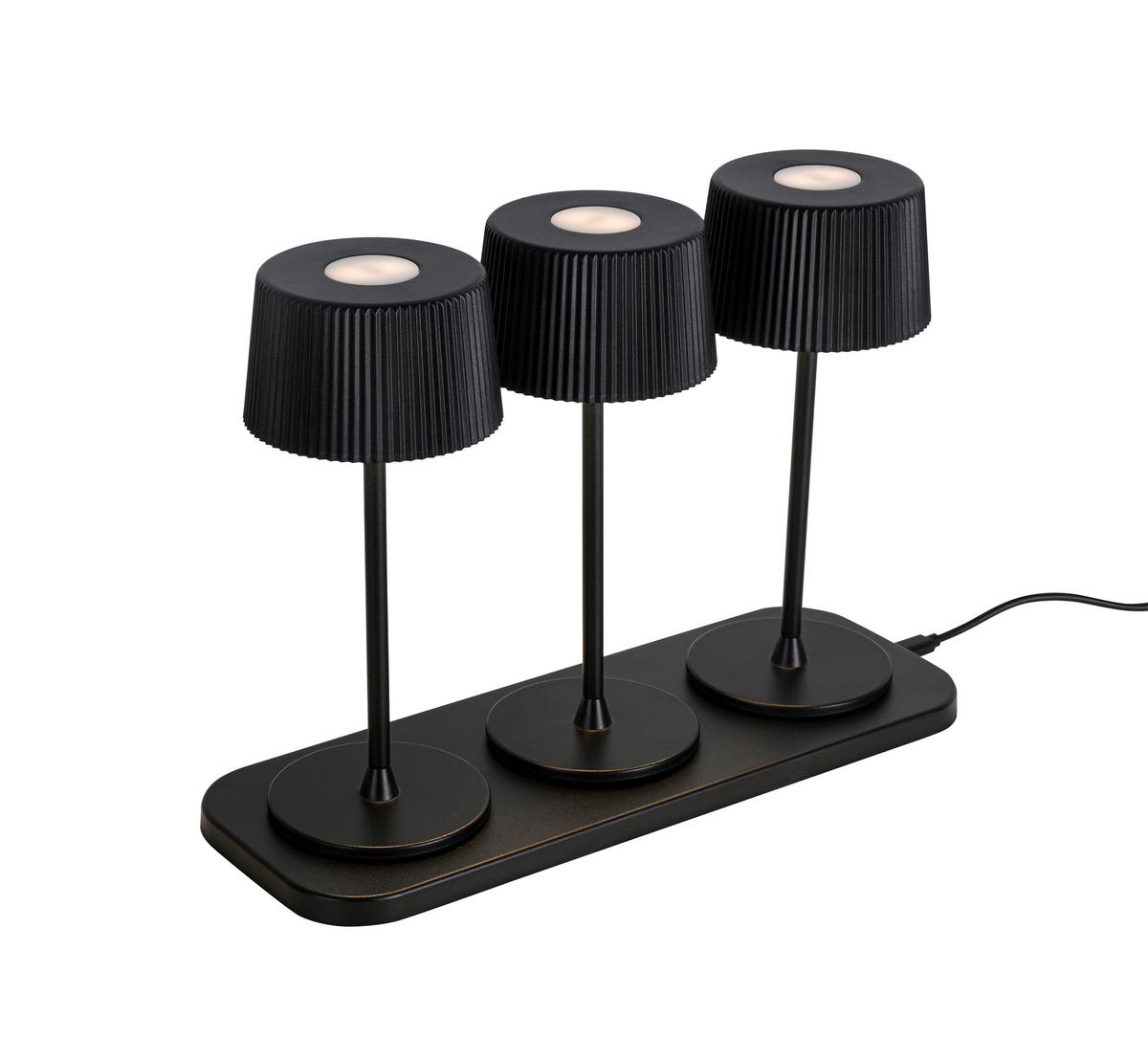 Akku-Tischleuchte Thremo Schwarz, 3er Set - Schwarz/Weiß, MODERN, Kunststoff/Metall (11/30/21,1cm) - Mömax