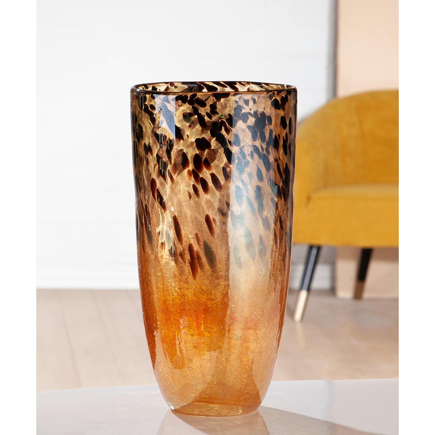 Vase Schwarz/Hellbraun - Hellbraun/Schwarz, Basics, Glas (18/36,5/18cm)