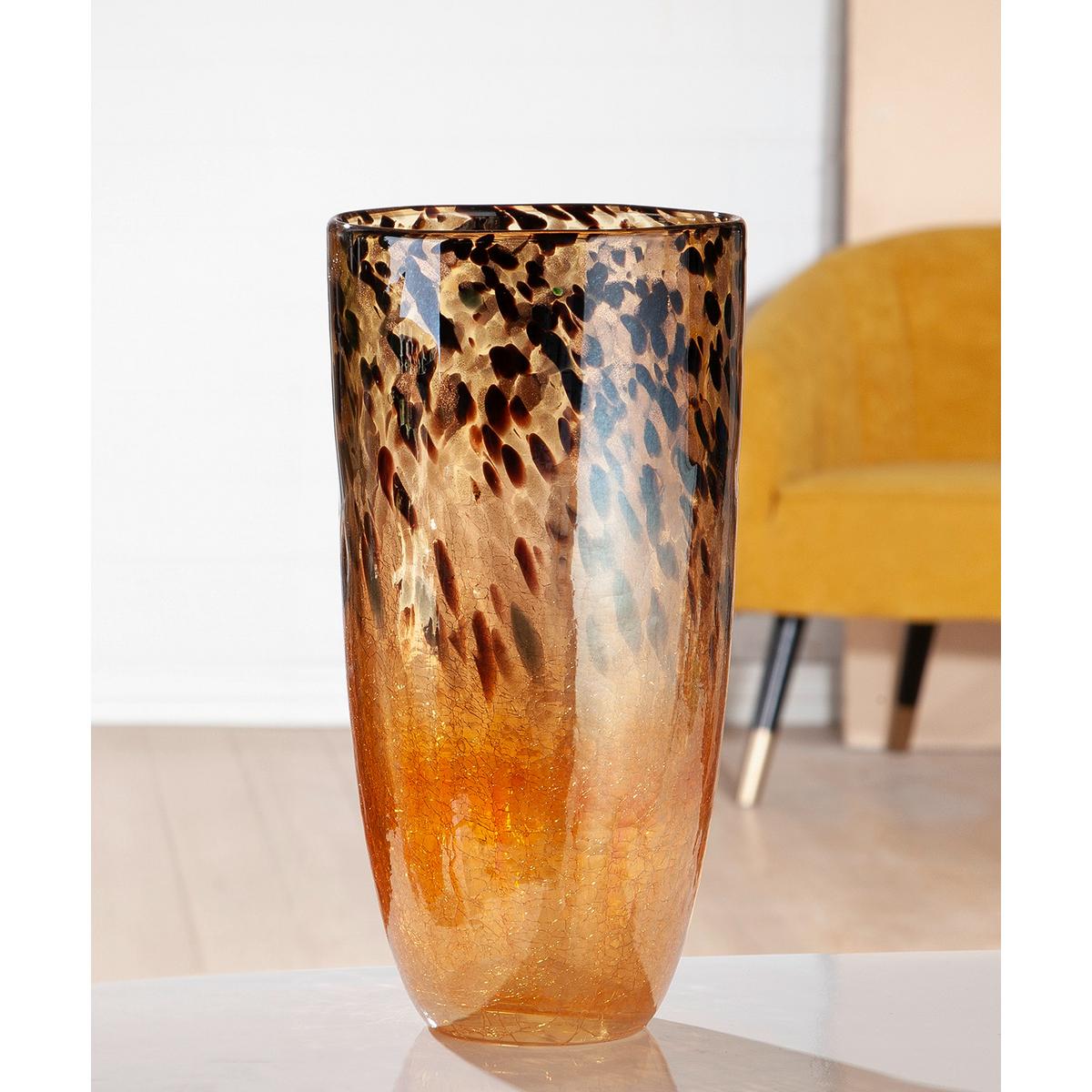 Vase Schwarz/Hellbraun - Hellbraun/Schwarz, Basics, Glas (18/36,5/18cm)
