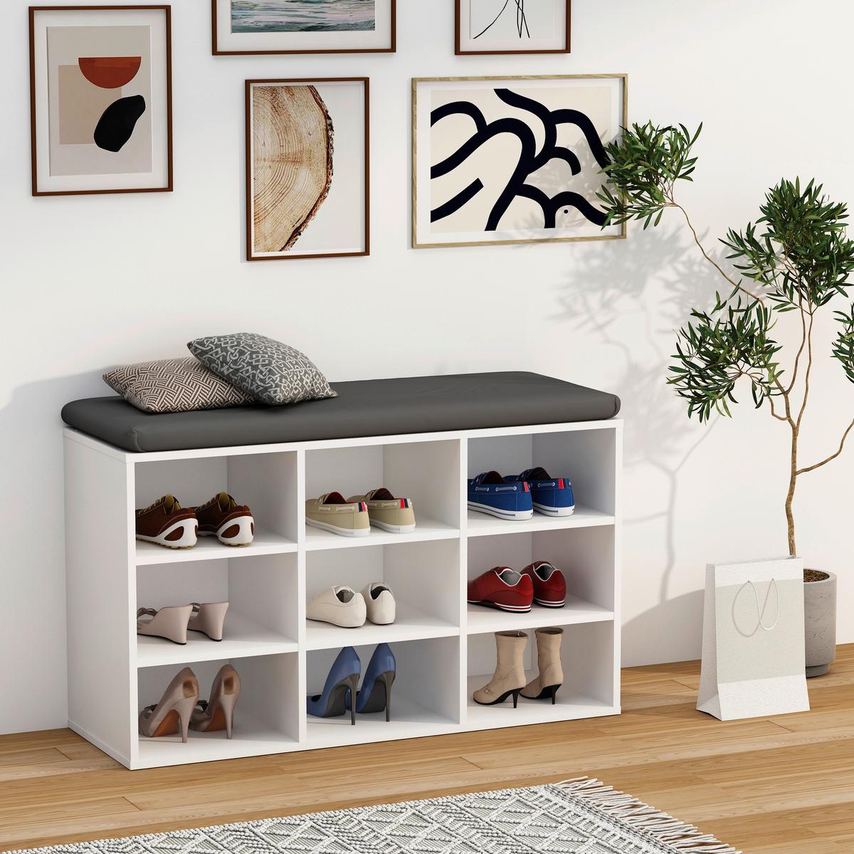 Schuhregal HINSOL Weiß ca. 80x50x30 cm - Weiß, Design, Holzwerkstoff (80/50/30cm) - MID.YOU
