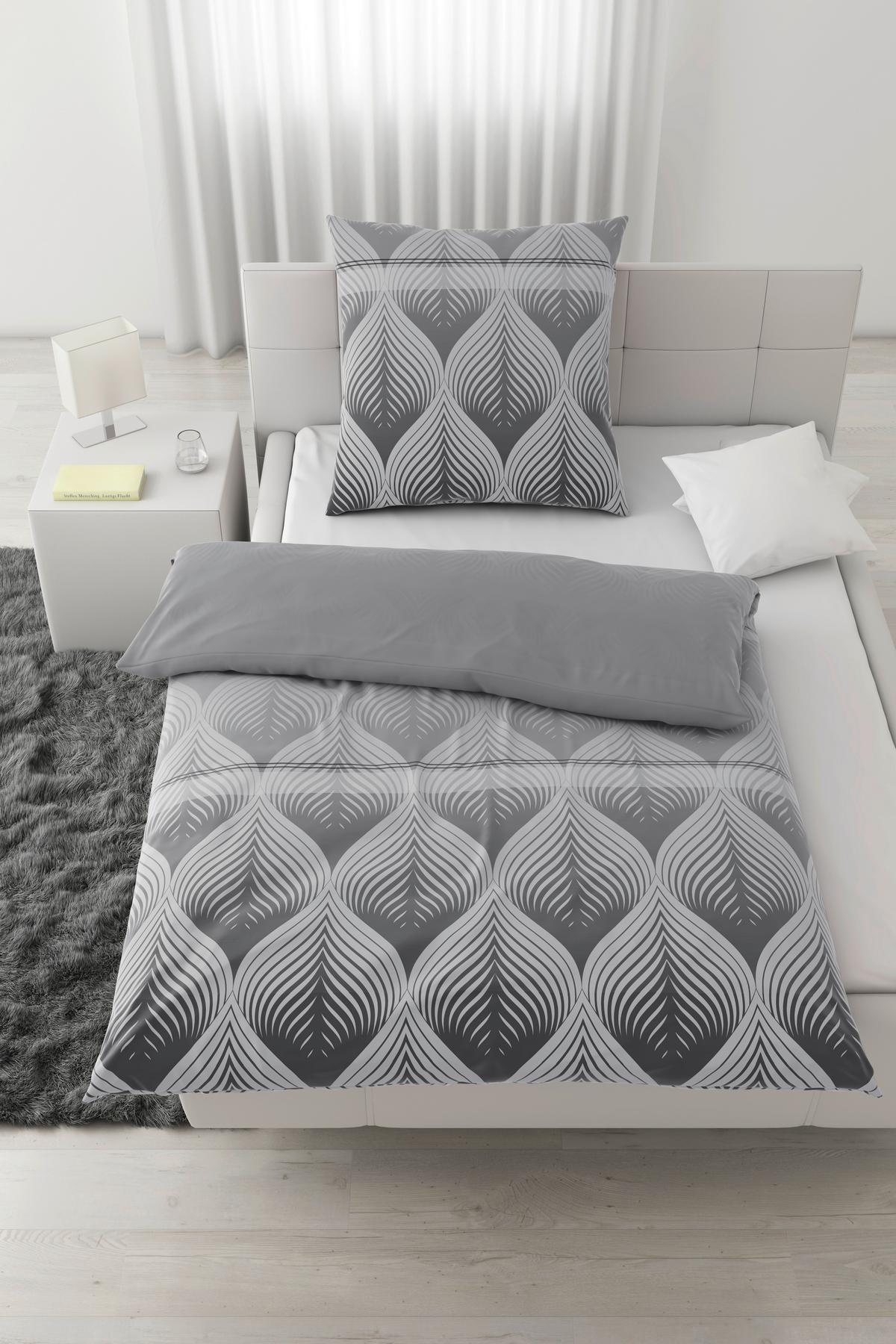 Bettwäsche Domps XL Grau ca. 155x220cm - Grau, MODERN, Textil (155/220cm) - Modern Living