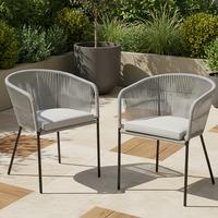 Gartensessel-Set 2-er Set Victor Hellgrau Metall/Textil - Hellgrau/Schwarz, MODERN, Textil/Metall (56/78/59cm) - Bessagi Garden