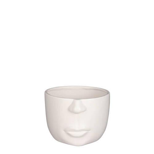 Kaspó Face - fehér, Modern, kerámia (15/12cm) - Modern Living