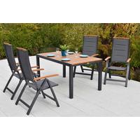 Gartentischgruppe Tino 5-tlg. Graphitfarben - Graphitfarben/Naturfarben, KONVENTIONELL, Textil/Metall - Gardenson