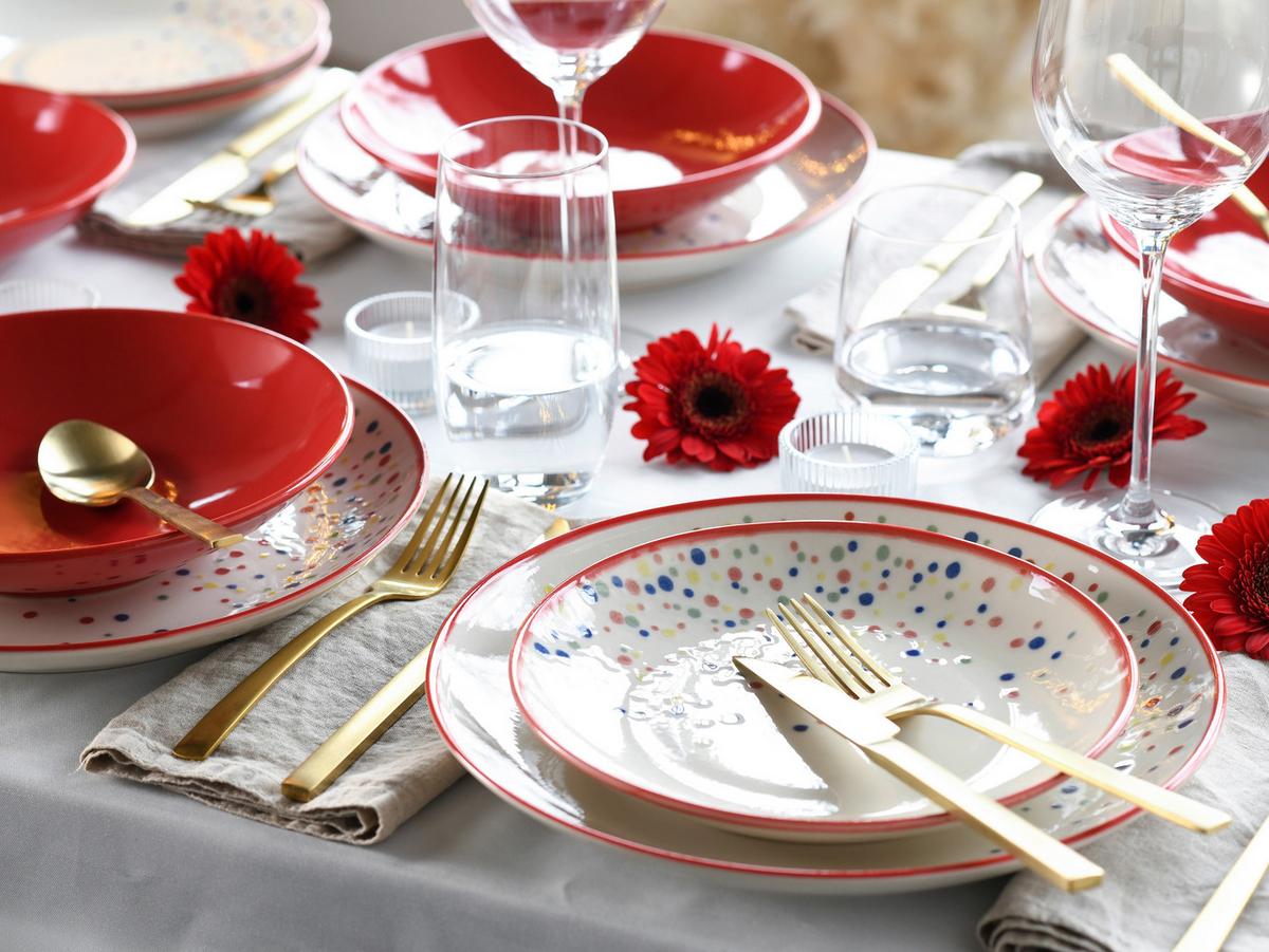 Jedilni Servis Joy Red, 12-Delni - rdeča/krem barve, Basics, keramika - Creatable