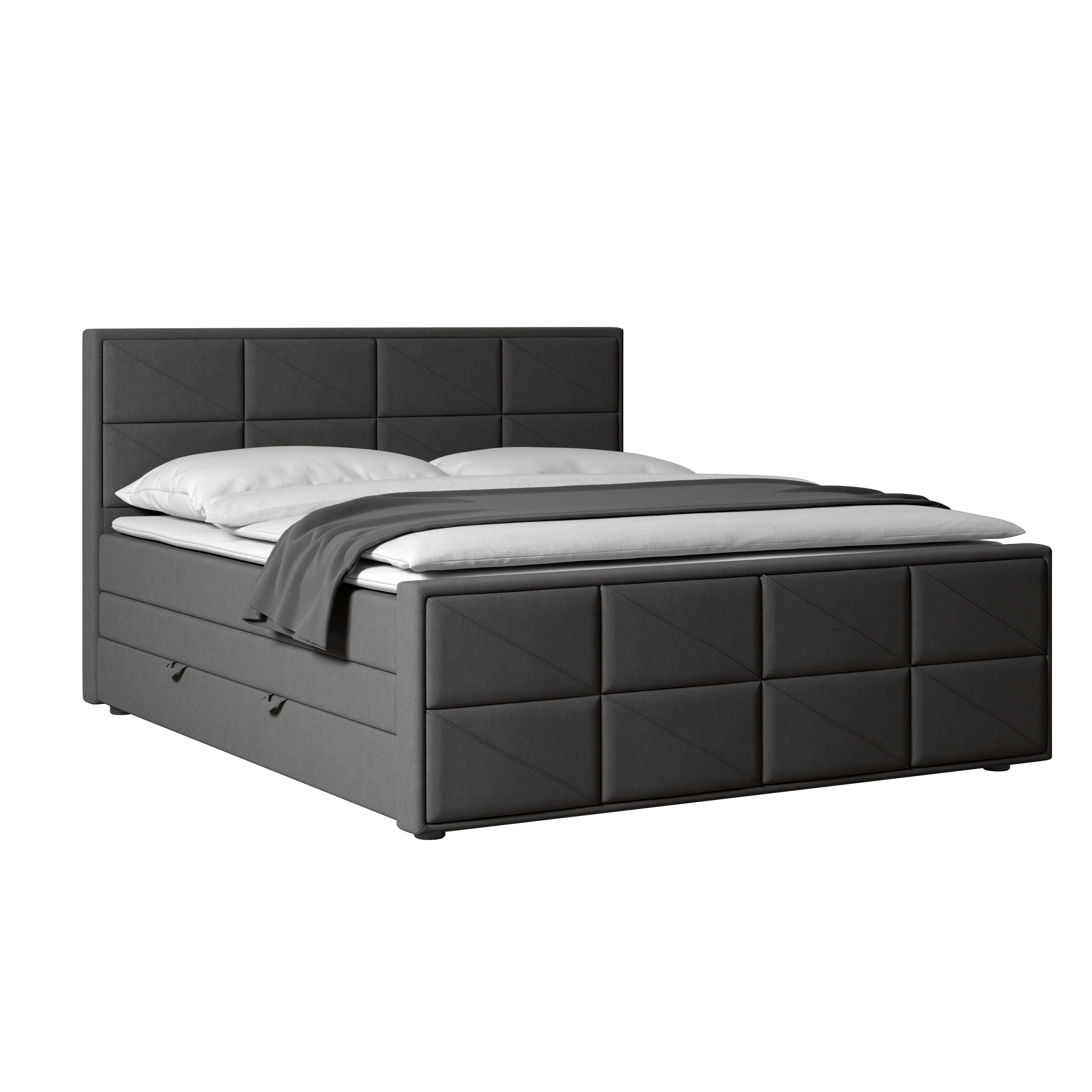 Boxspringbett Helsinki ca. 180x200 cm Anthrazit - MODERN, Holz/Kunststoff (180/200cm) - MID.YOU