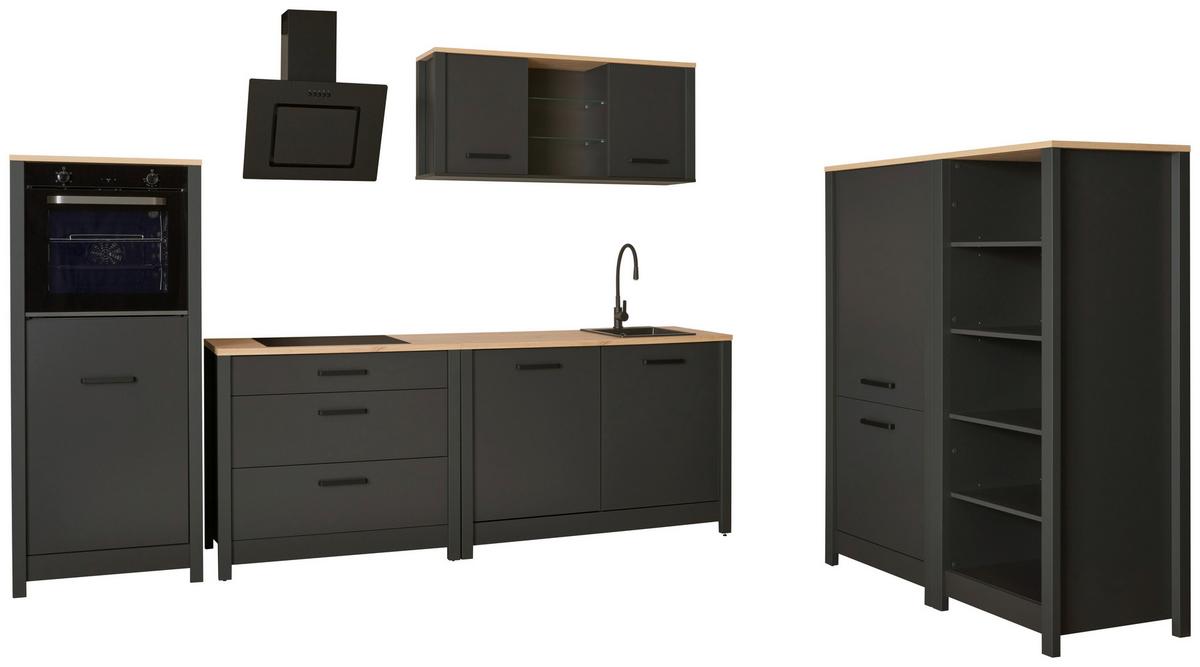 Spülenunterschrank Venet Anthrazit/Artisan Eiche - Anthrazit/Schwarz, ROMANTIK / LANDHAUS, Holzwerkstoff/Metall (130,3/92/60cm) - Mömax