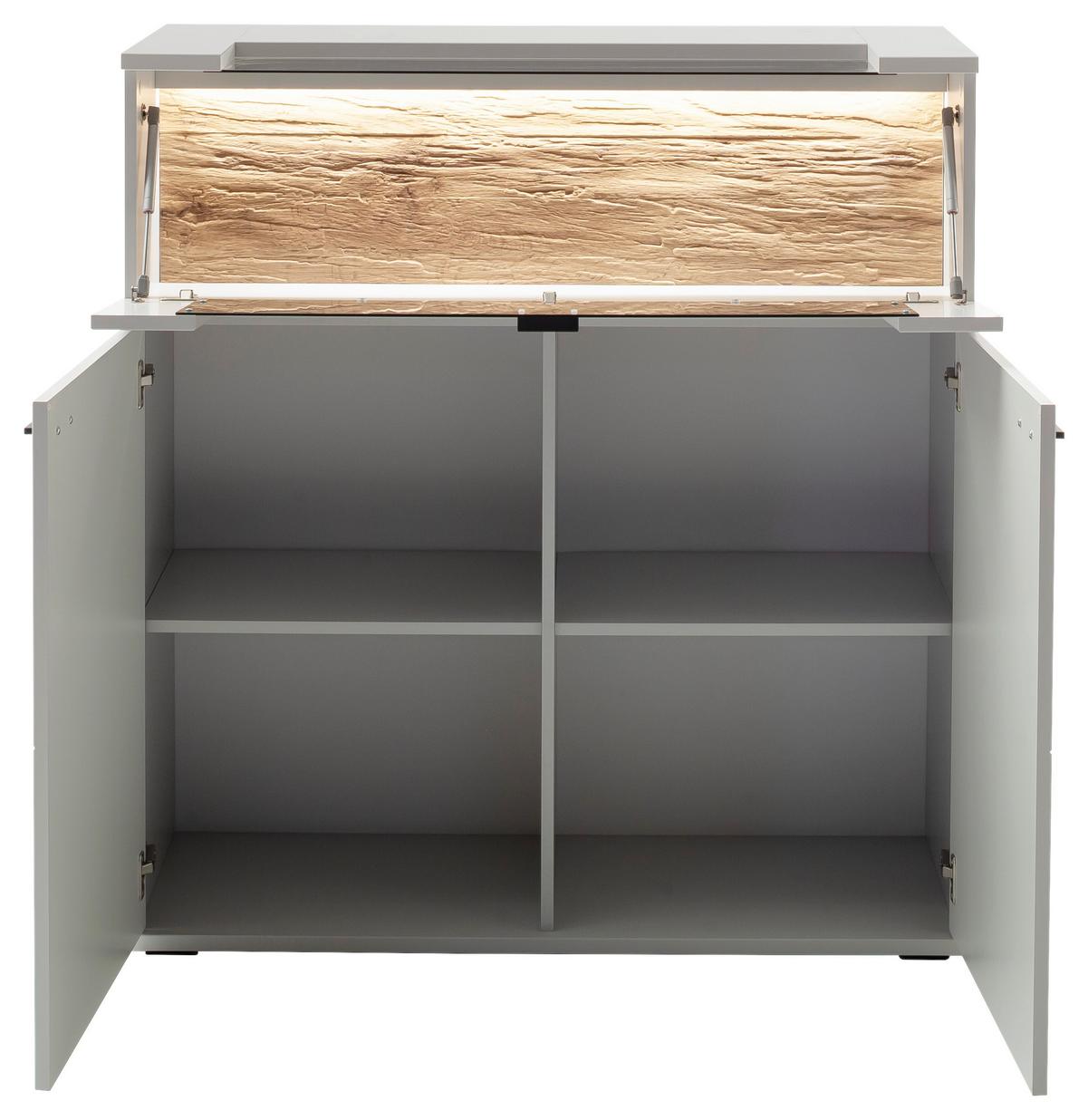 KOMODA WYSOKA LISSABON - kolor dębowy/antracytowy, Design, materiał drewnopochodny/metal (110/118/44cm) - Stylife