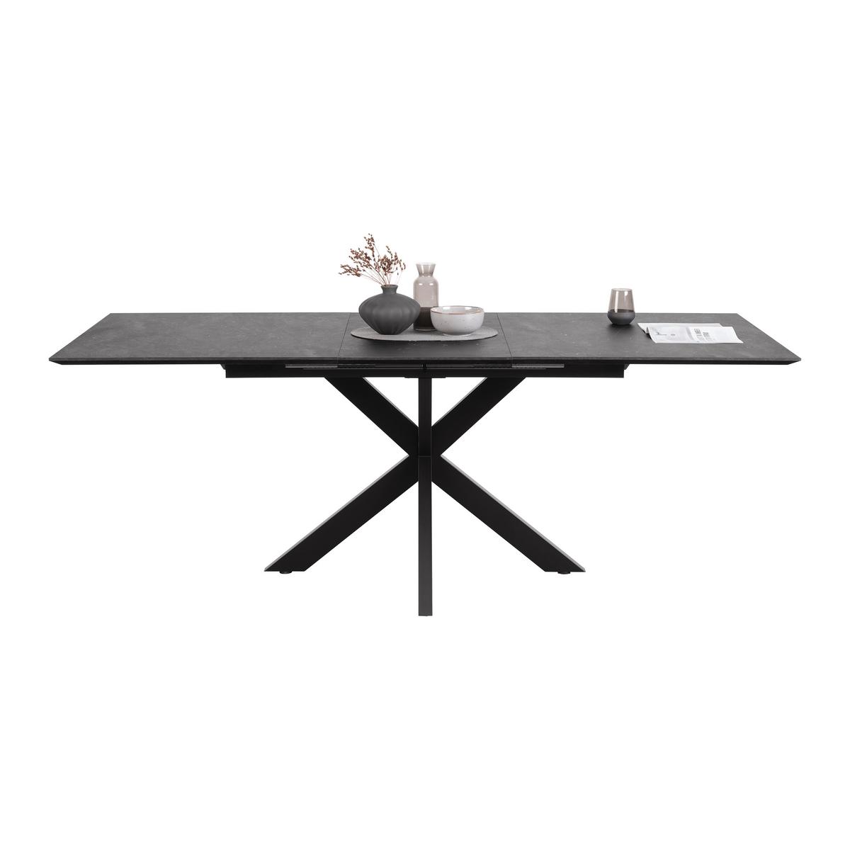 Ausziehtisch Dinner Konzept 3 Schwarz ca. 160x74,5x90cm - Schwarz, Modern, Holzwerkstoff/Metall (160/90/74,5cm) - Mömax