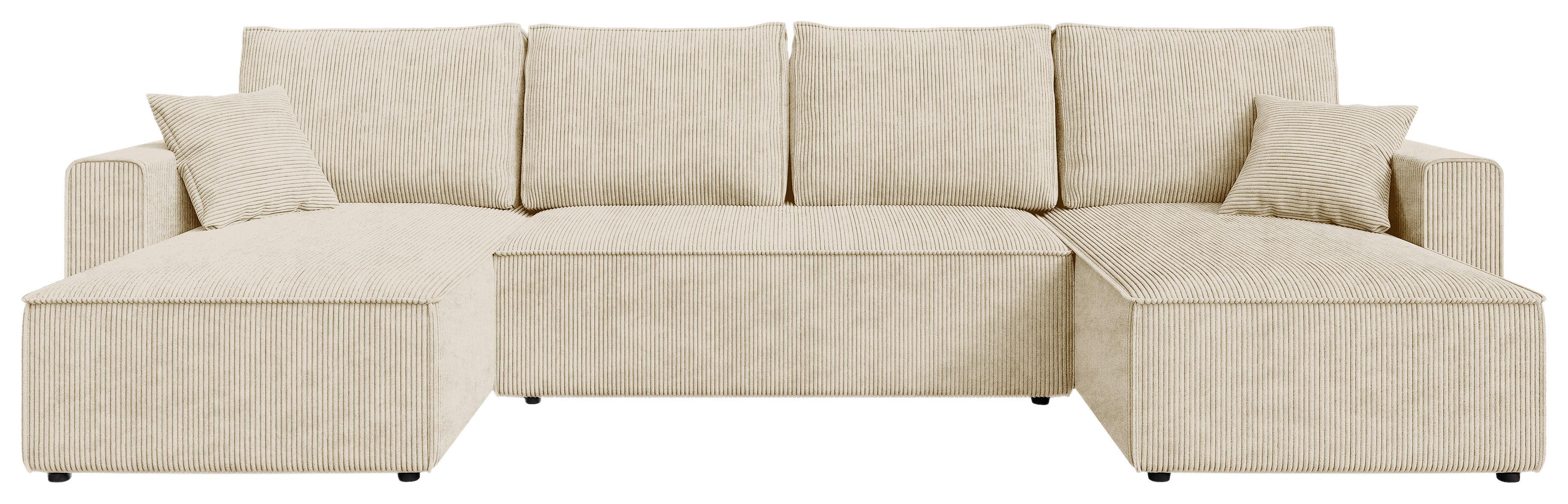 DUŻY NAROŻNIK AMBRO U - kremowy/czarny, Konventionell, tworzywo sztuczne/tkanina (140/305/140cm) - Carryhome