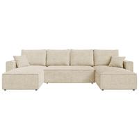 DUŻY NAROŻNIK AMBRO U - kremowy/czarny, Konventionell, tworzywo sztuczne/tkanina (140/305/140cm) - Carryhome