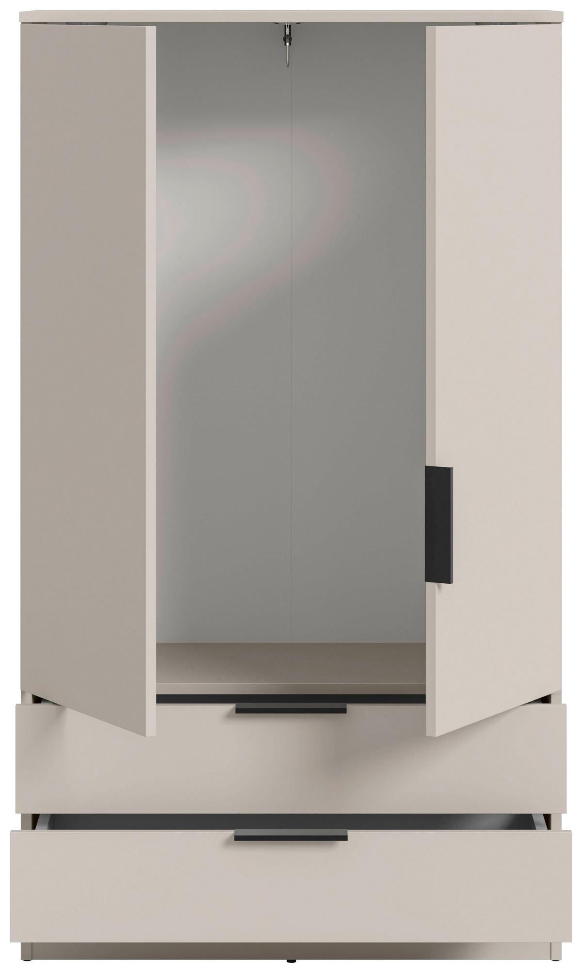 Drehtürenschrank KOPENHAGEN Kaschmir - Kaschmir/Schwarz, MODERN, Holzwerkstoff/Kunststoff (80cm) - Livetastic