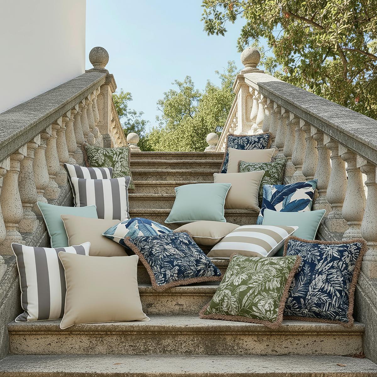 Outdoorkissen Magda Grau/Weiß ca.45x45 cm - Grau, MODERN, Textil (45/8/45cm) - Bessagi Garden