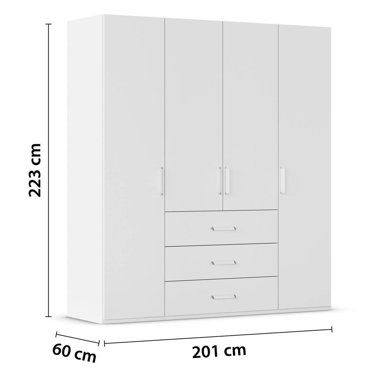 Omara S Klasičnimi Vrati Evelyn, Bela - bela, Design, umetna masa/leseni material (201/223/60cm) - Novel