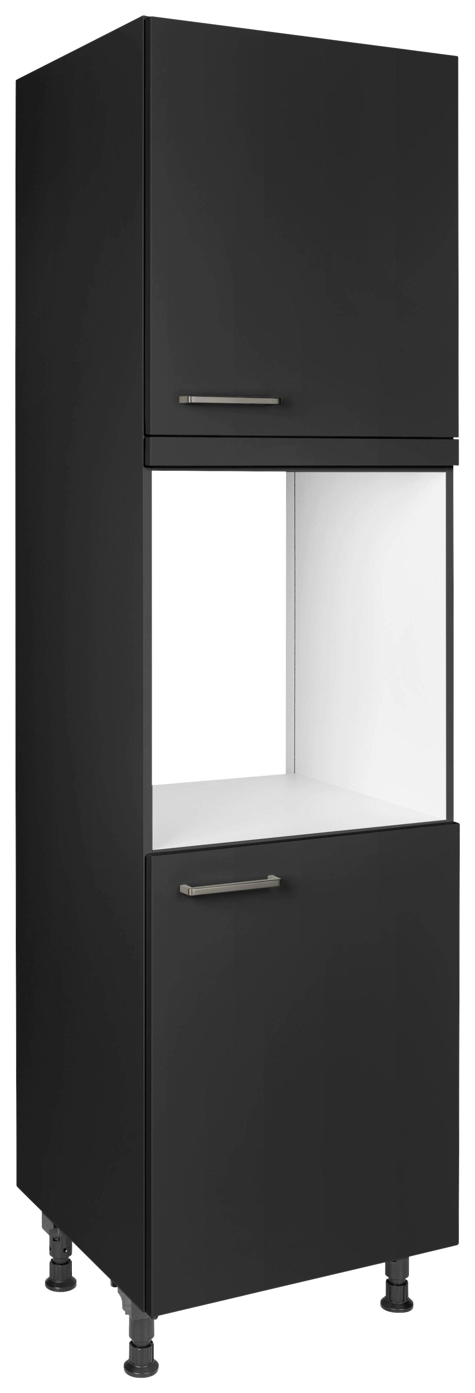 Geräteumbauschrank Touch Schwarz - Edelstahlfarben/Schwarz, MODERN, Holzwerkstoff/Metall (60/216,6/58cm) - Nobilia