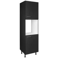 Geräteumbauschrank Touch Schwarz - Edelstahlfarben/Schwarz, MODERN, Holzwerkstoff/Metall (60/216,6/58cm) - Nobilia