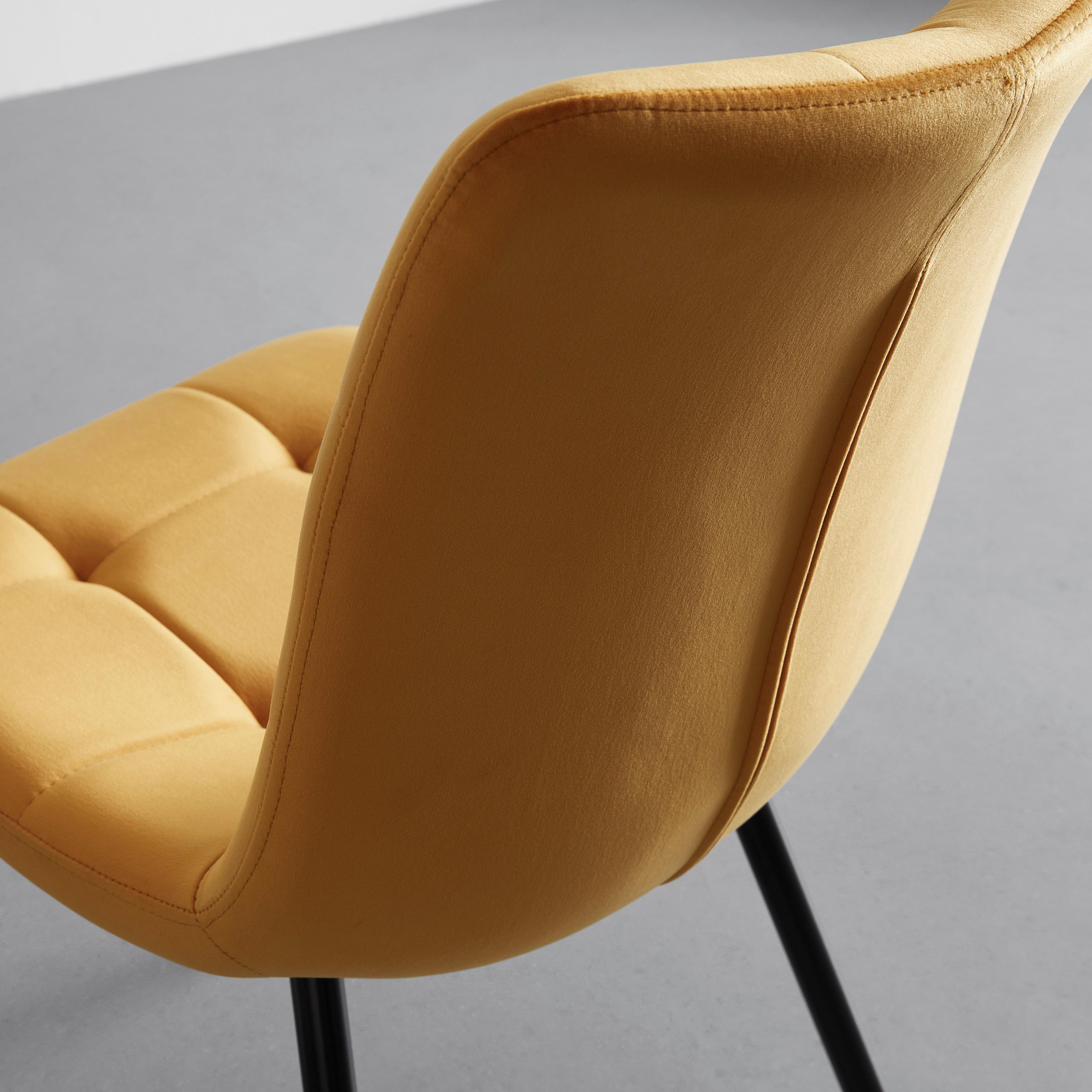 Stol Suri, Rumena, Žamet - rumena/črna, Moderno, kovina/tekstil (46/87/59cm) - Bessagi Home