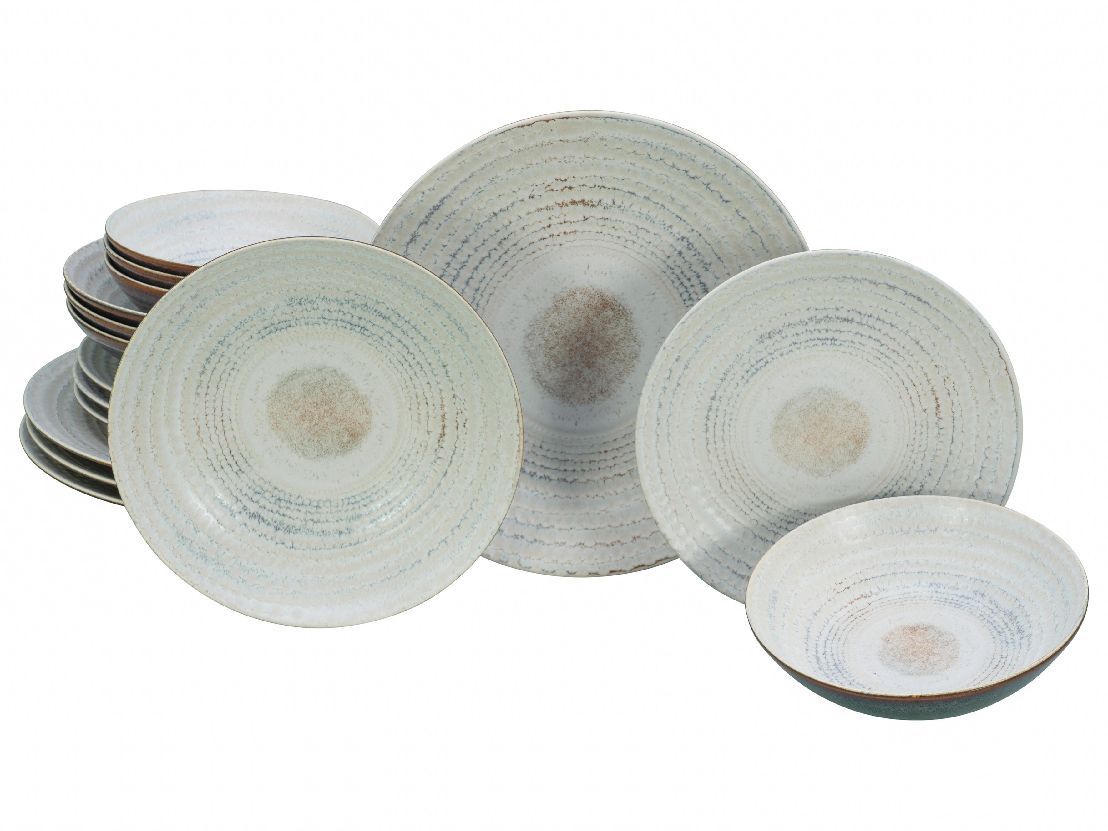 Jedilni Servis Neapel Offwhite, 16-Delni - krem barve/rjava, Basics, keramika - Creatable