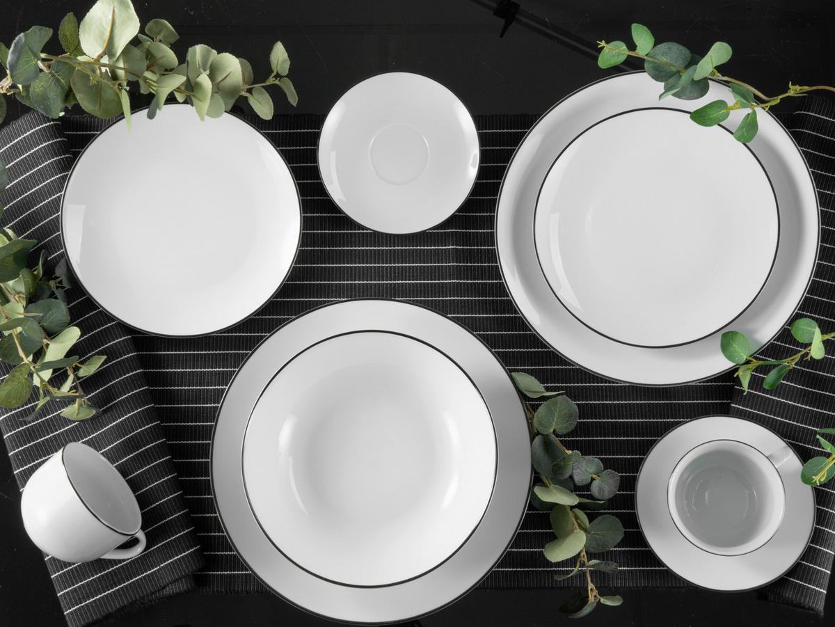 Kombinirani Servis Luna Black Line, 30-Delni - črna/bela, Basics, keramika - Creatable