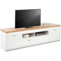 TV-Element Cal in Weiß - Eichefarben/Silberfarben, MODERN, Holzwerkstoff/Metall (196/57/44cm) - Mömax