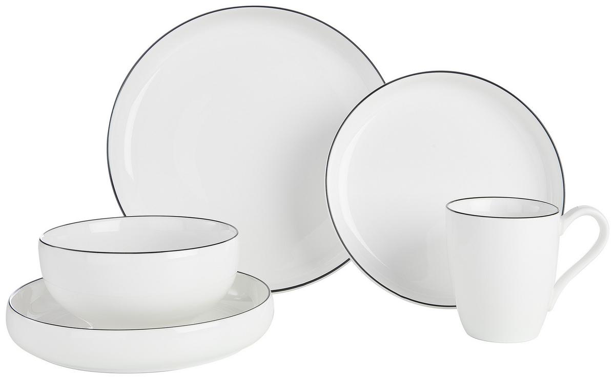 SERWIS OBIADOWO-ŚNIADANIOWY OSLO - czarny/biały, Design, ceramika - Novel