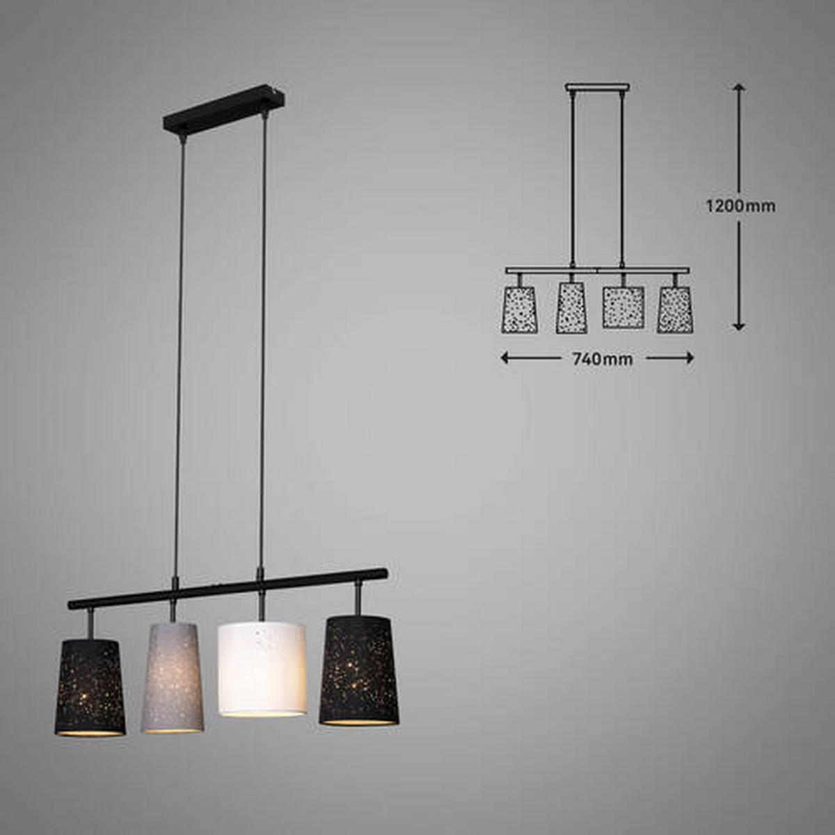 LAMPA WISZĄCA 4027-045 SHADES - czarny/biały, Trend, metal/tkanina (74/120cm) - Briloner
