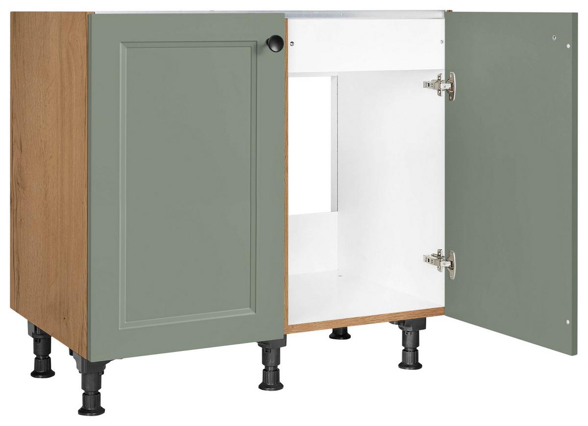 Spülenunterschrank Cascada Grün - Eichefarben/Schwarz, MODERN, Holzwerkstoff/Metall (90/87/56cm) - Nobilia