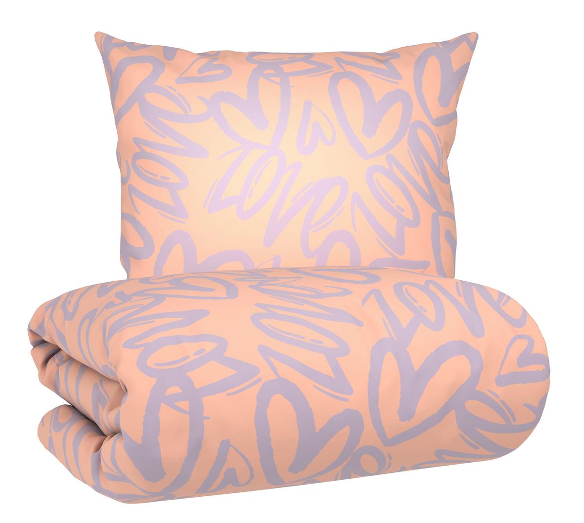 Bettwäsche Young Heart Hellrosa/Flieder ca. 135x200cm - Hellrosa/Flieder, Textil (135/200cm) - Mömax