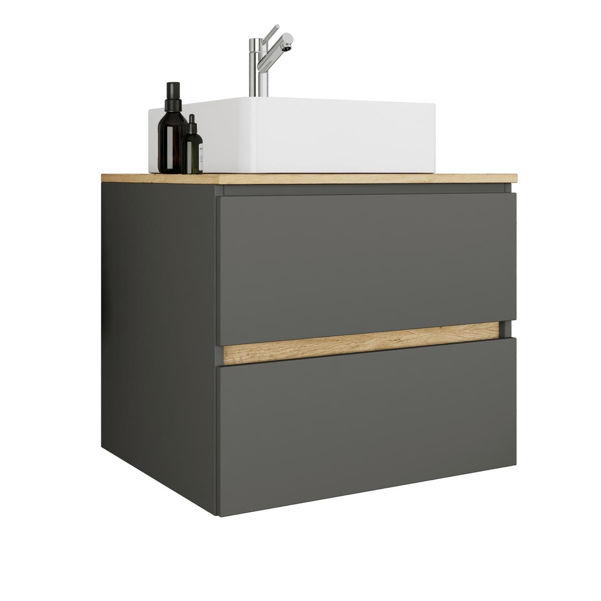 Badezimmer Cosila - Honigeiche/Weiss, Trend, Keramik/Holzwerkstoff (60/67/51cm) - MID.YOU
