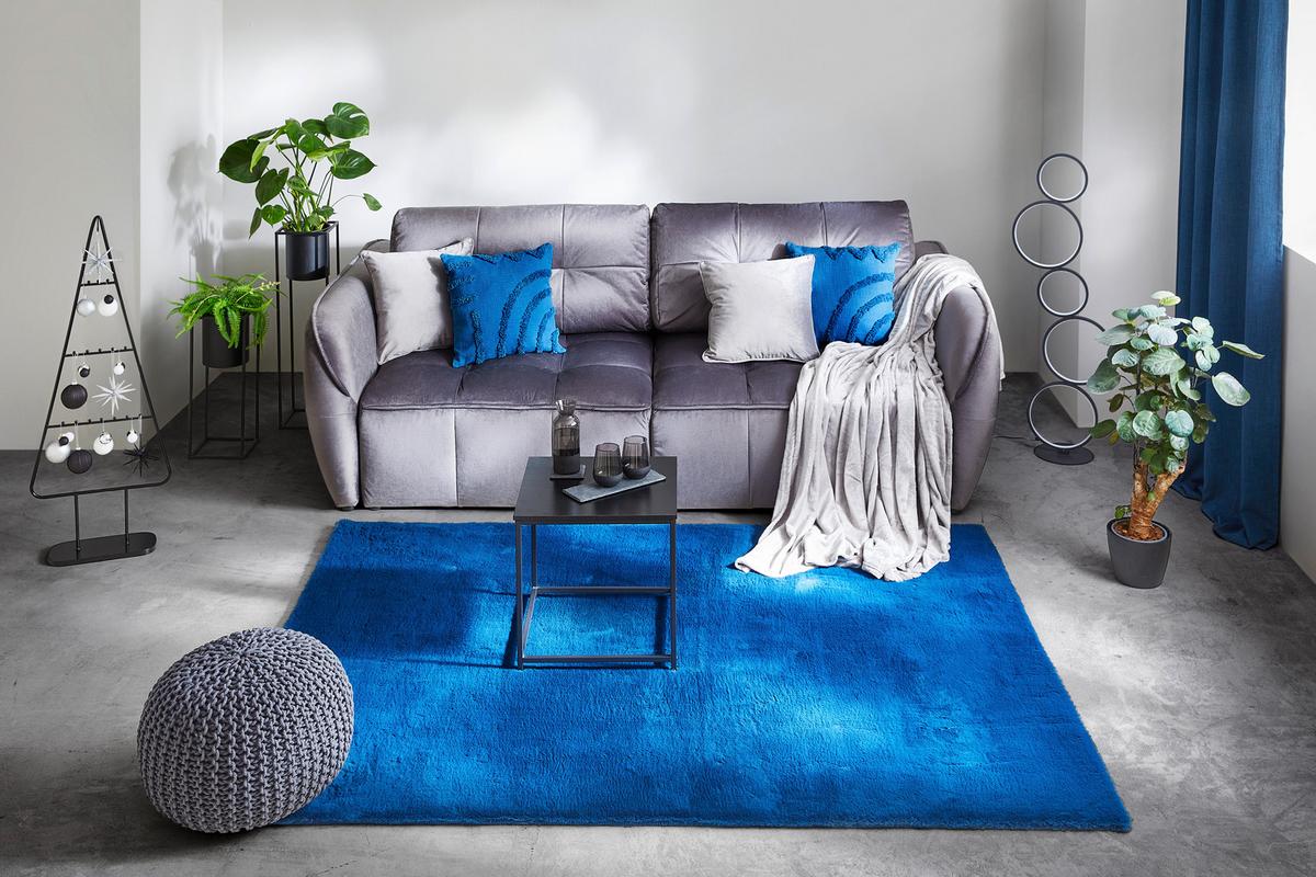 Kunstfell Caroline 4 Blau ca. 200x290cm - Blau, MODERN, Textil (200/290cm) - Mömax