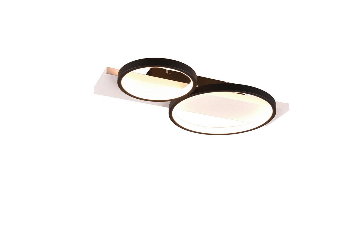 LED-Deckenleuchte Medera Schwarz/Weiß max. 26 Watt - Schwarz/Weiß, Design, Holz/Metall (53,5/8/34,5cm) - Trio Leuchten
