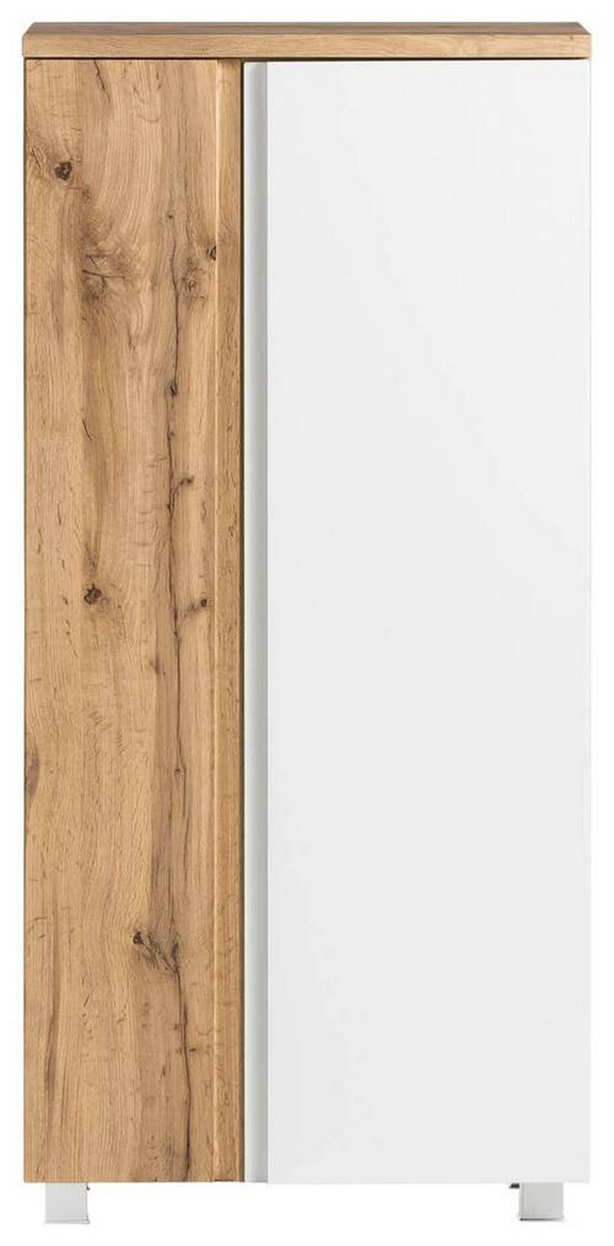 Midischrank Varese ca. 65x130 cm Weiß/Eiche - Eiche Wotan/Weiß, MODERN, Holzwerkstoff (65/130/35cm) - Held