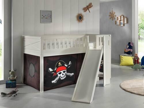 Spielbett Scott Caribian Pirate ca. 90x200 Kiefer Weiß - Naturfarben/Weiß, ROMANTIK / LANDHAUS, Holz (90/200cm) - MID.YOU