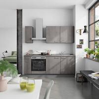 Küchenblock Riva Low m. Geräten Schieferfarben - Schieferfarben/Edelstahlfarben, MODERN, Holzwerkstoff/Metall (210cm) - Nobilia
