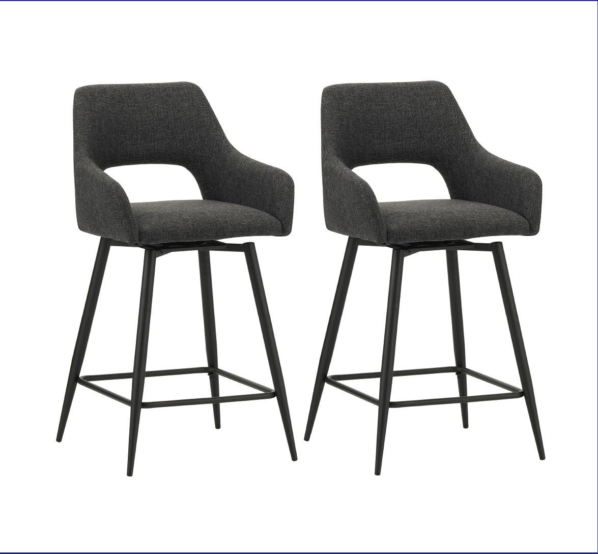 Set Barskih Stolov Amiens, Črna, 2 Kos - črna, Moderno, kovina/tekstil (51,5/97/54cm) - MID.YOU