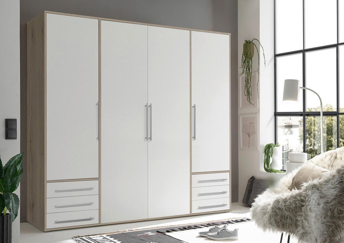 Omara S Klasičnimi Vrati Lyss, Bela, Hrast, 206 Cm - srebrne barve/bela, Moderno, umetna masa/leseni material (206/194/58cm) - Livetastic