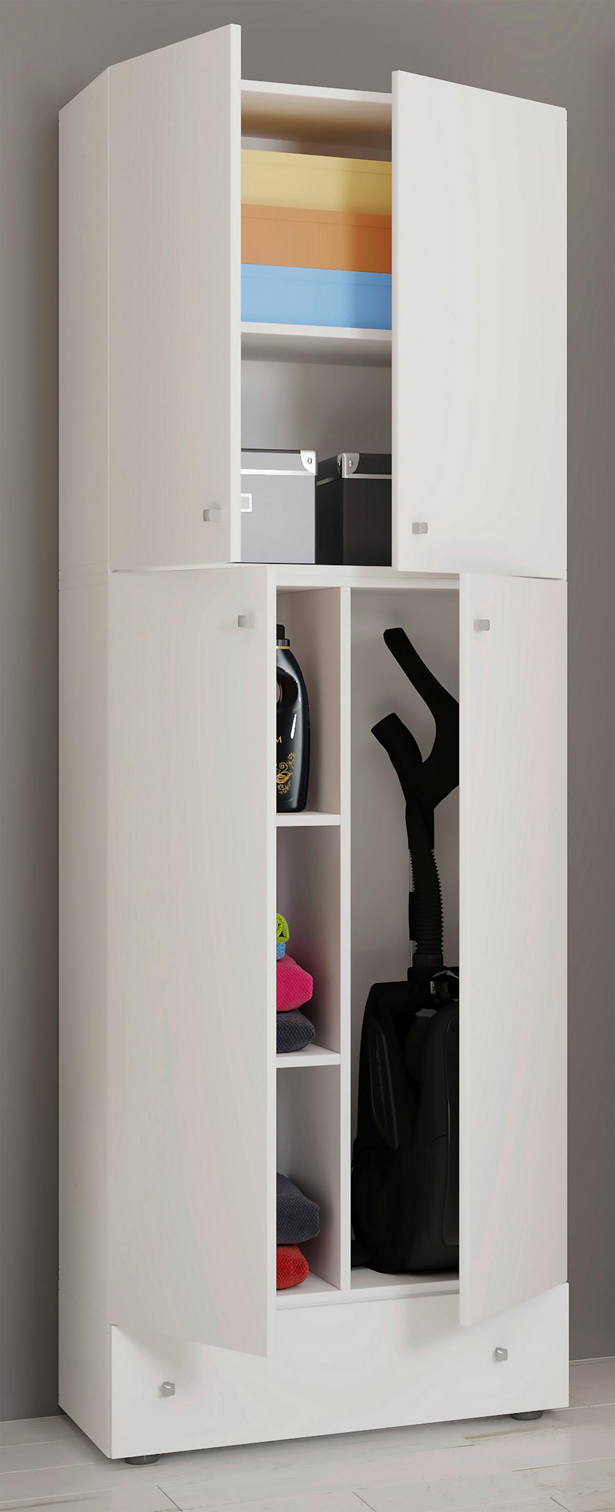 Mehrzweckschrank Lona XXL in Weiß - Schwarz/Weiß, MODERN, Holzwerkstoff/Kunststoff (70/200/39cm) - MID.YOU