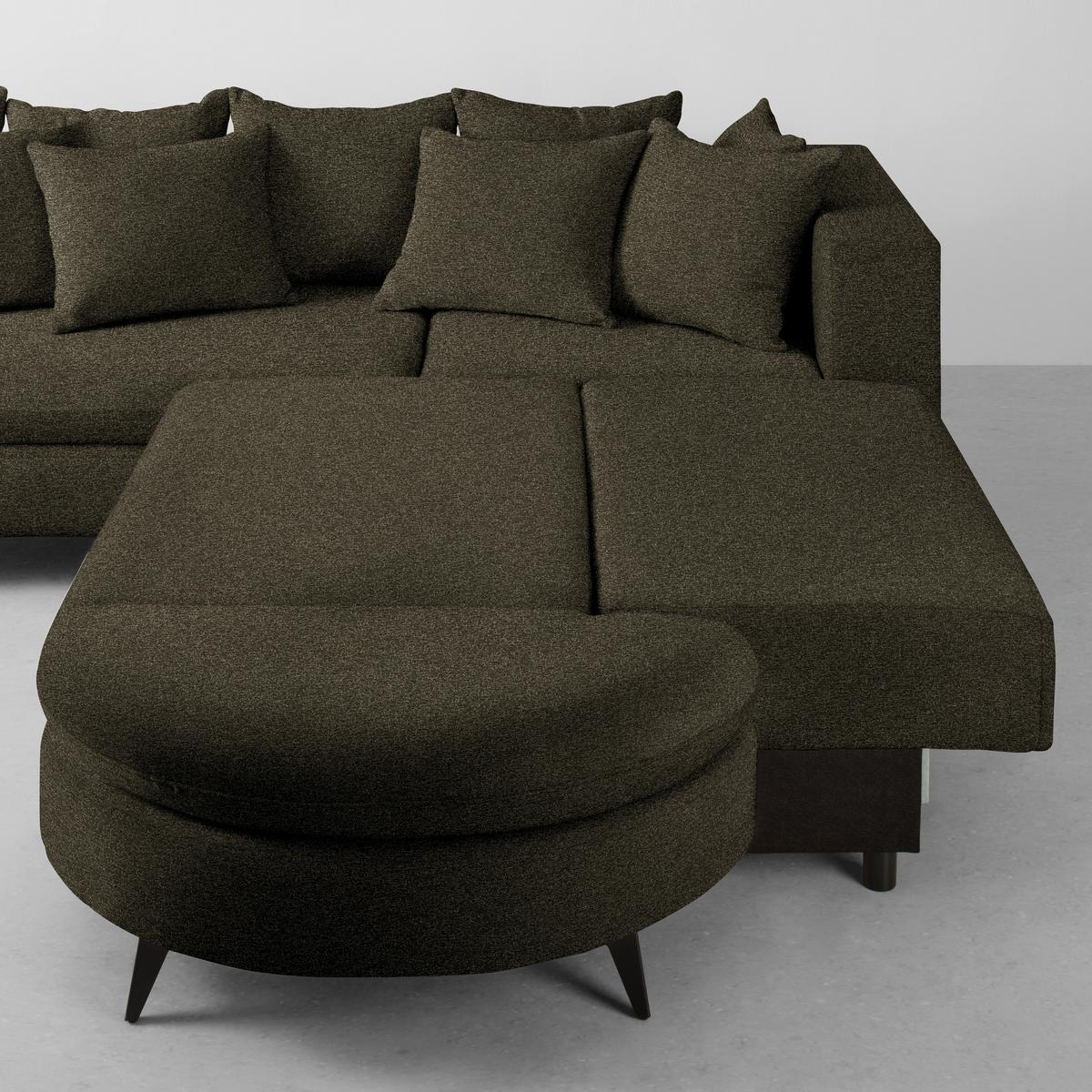 Ecksofa Axel Dunkelgrün - Dunkelgrün/Schwarz, MODERN, Textil/Metall (291/87/250cm) - Mömax