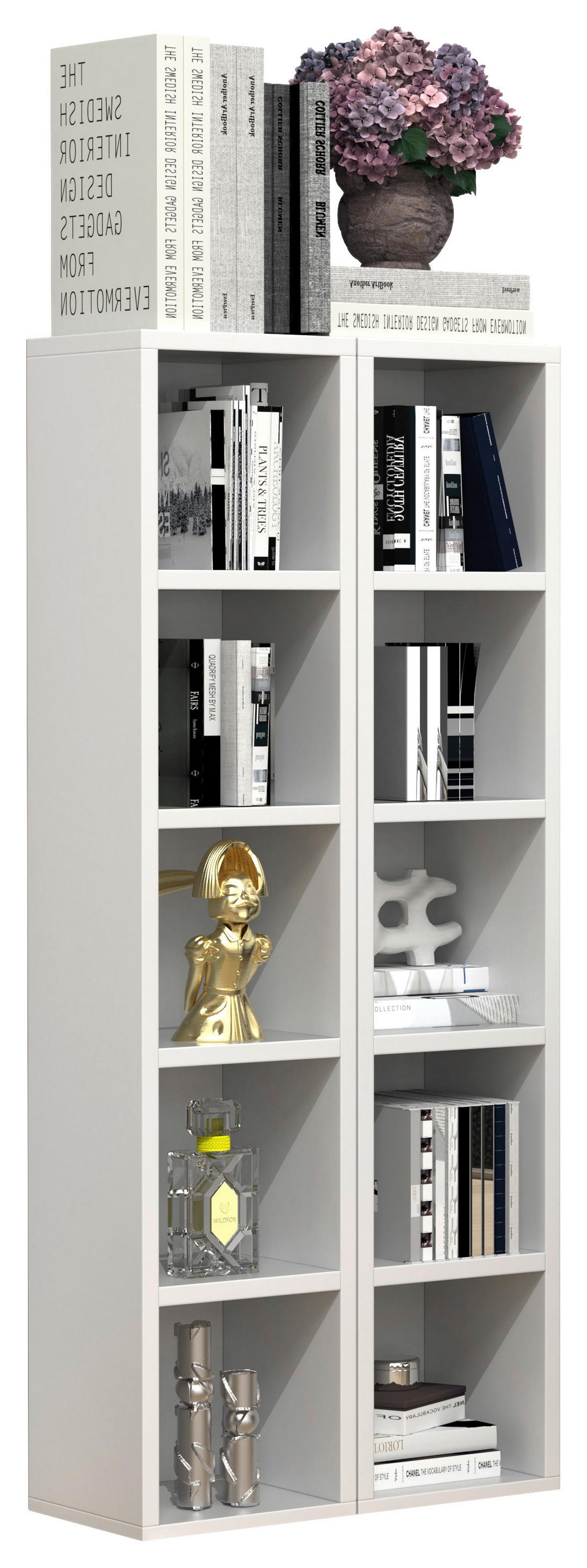 Regal Megosa S, Bela - bela, Design, leseni material (40/94/17cm) - MID.YOU
