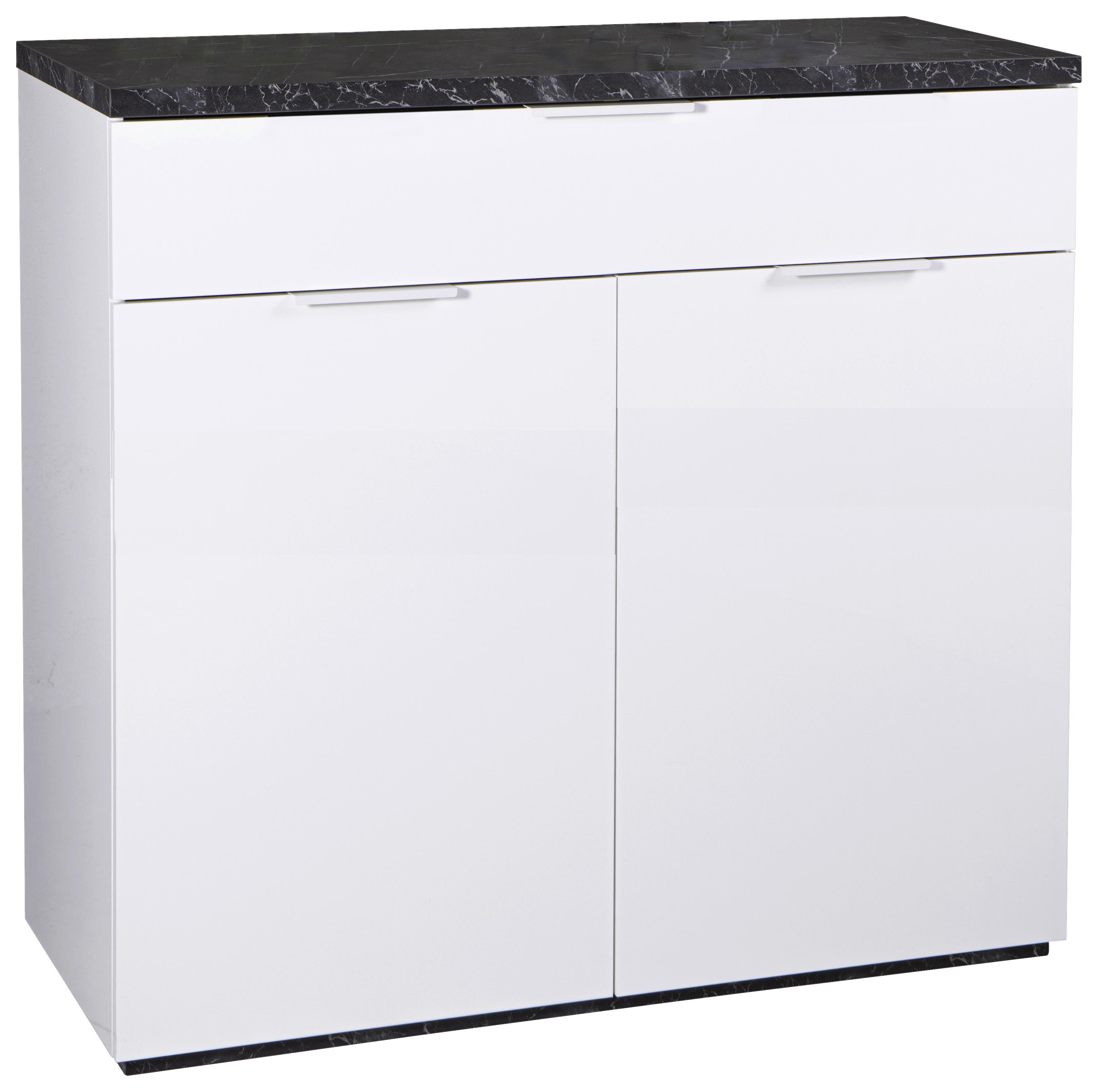 Schuhschrank Mundi in Weiß/Anthrazit - Weiß Hochglanz/Anthrazit, MODERN, Holzwerkstoff/Metall (82/102/35cm) - Mömax
