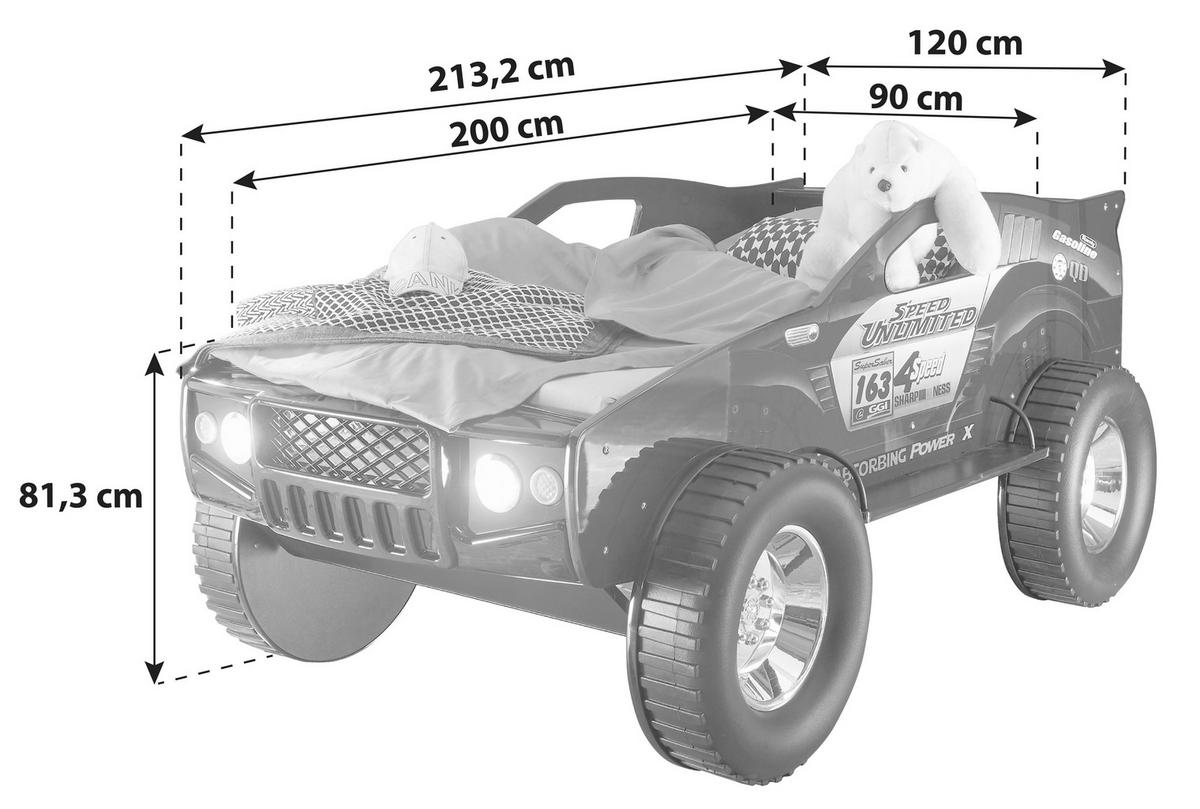 Autobett Jeep inkl. Beleuchtung ca. 120x213 cm - Schwarz, Basics (90/200cm) - MID.YOU